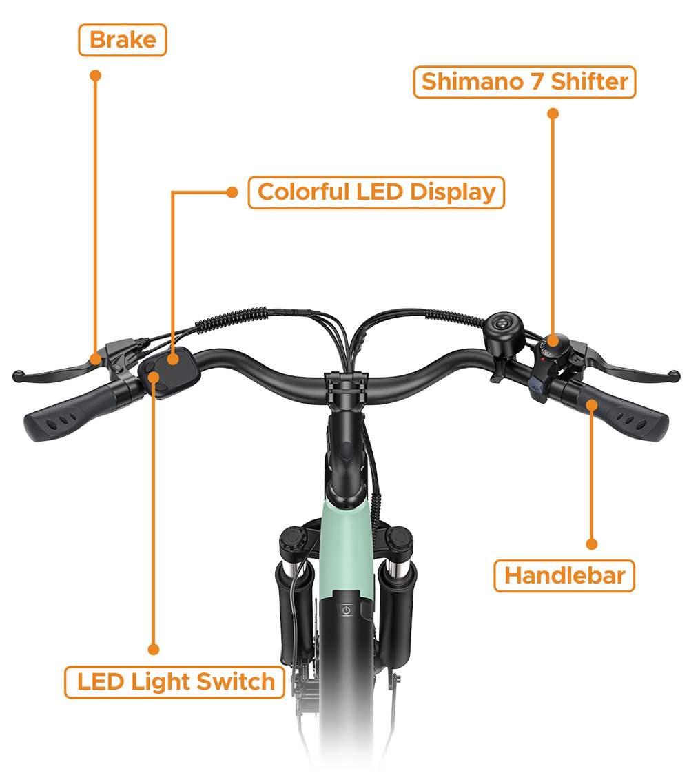 HillMiles MileCity1 Electric Bike  250W Motor  36V 13AH Battery  26-inch Tire  32km/h Max Speed  100km Max Range  Shimano 7-spe