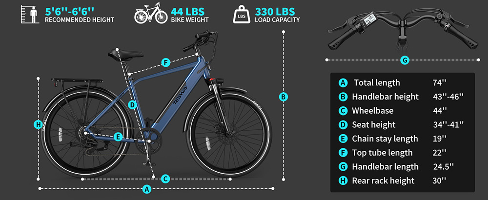 TESWAY STRIDER Electric Bike  250W Motor  48V 12Ah Battery  27 5*2 4-inch Tires  25km/h Max Speed  65km Range  Suspension Fork 