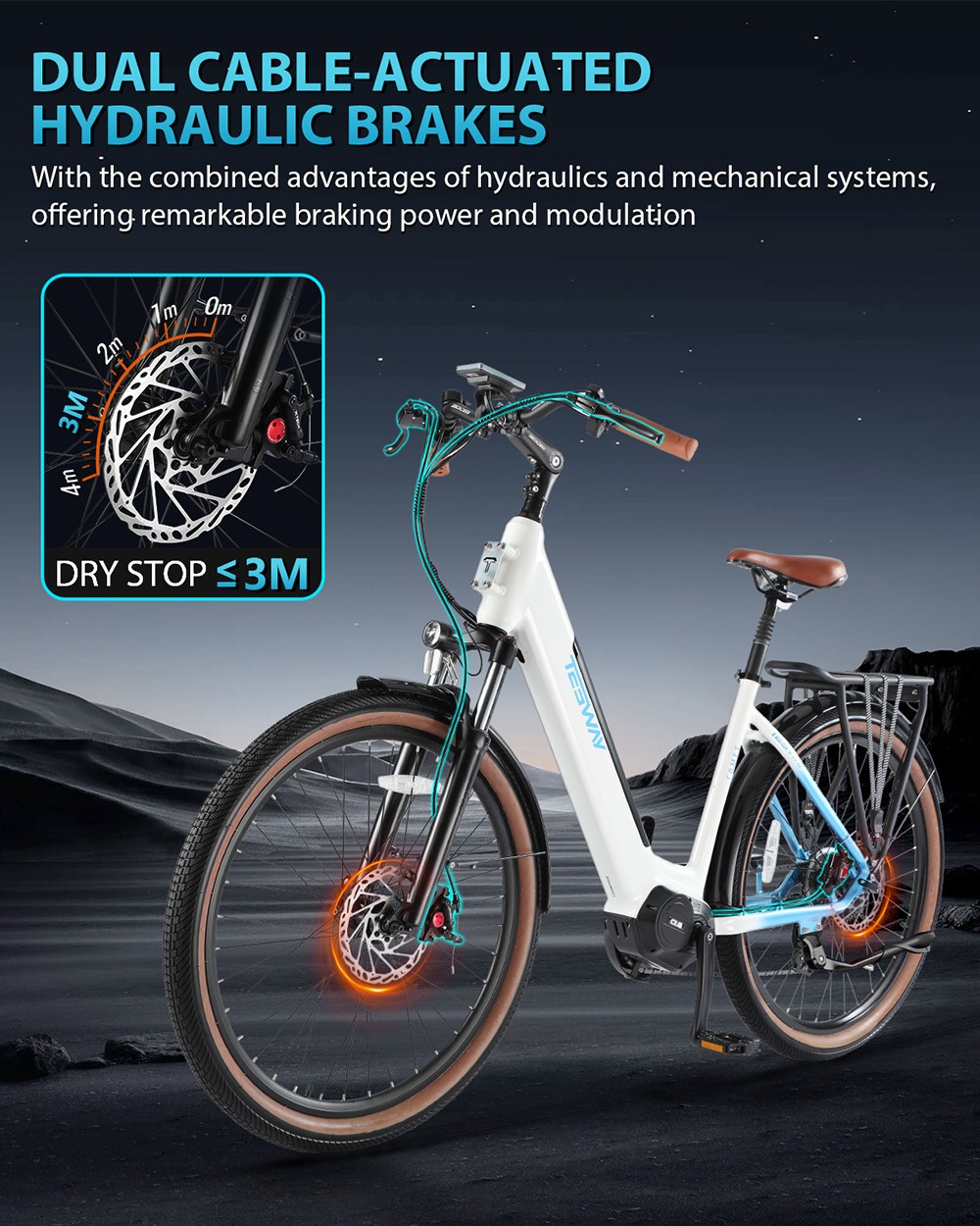 TESWAY COMET-F Electric Bike  500W Motor  48V 14Ah Battery  27 5*2 4-inch Tires  40km/h Max Speed  80km Range  Front Suspension