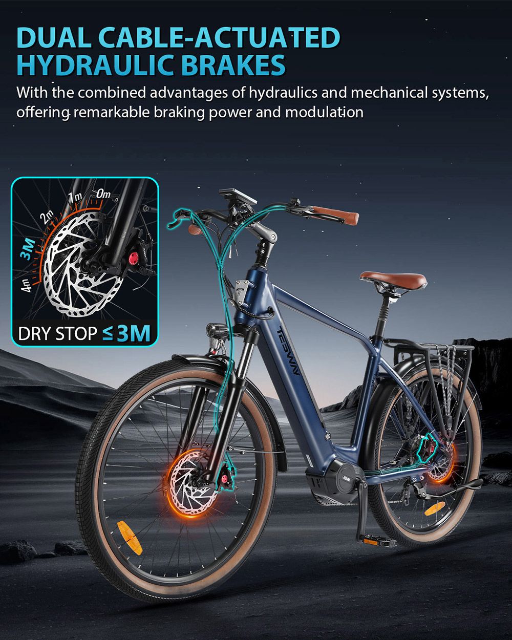 TESWAY COMET-M Electric Bike  500W Motor  48V 14Ah Battery  27 5*2 4-inch Tires  40km/h Max Speed  80km Range  Front Suspension