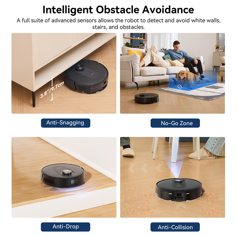 Proscenic Q8 Robot Vacuum Cleaners 4200 Pa Suction LiDAR Nav 200min Runtime Automatic Self-Charging APP Control Black