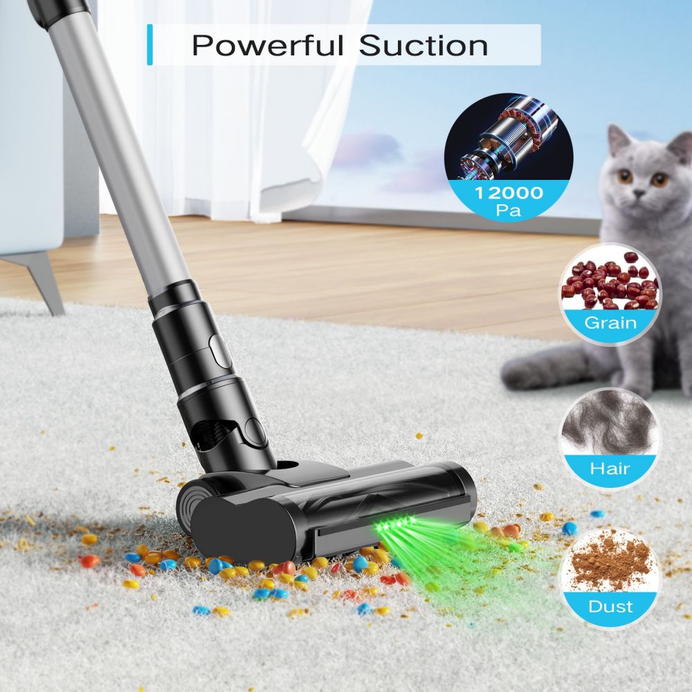 MOOSOO YC1 Cordless Vacuum Cleaner  12kPa High Suction  Up to 40min Runtinte  LED Display  Multi-Cyclone Filtration System  0 8