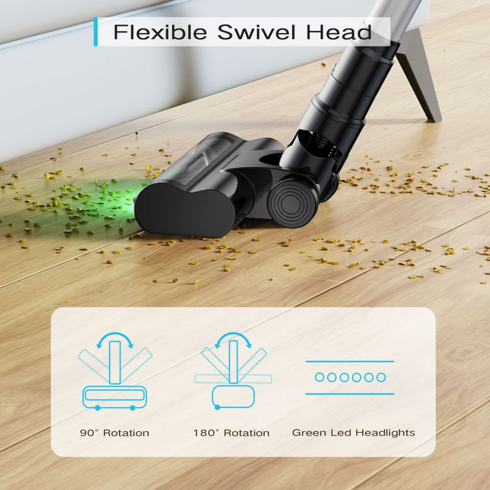 MOOSOO YC1 Cordless Vacuum Cleaner  12kPa High Suction  Up to 40min Runtinte  LED Display  Multi-Cyclone Filtration System  0 8