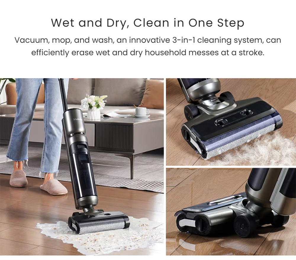 Maircle F1 Cordless Wet Dry Vacuum Cleaner  16kPa Suction   35min Runtime  LED Display  Self-propelled and Self-Cleaning  Voice