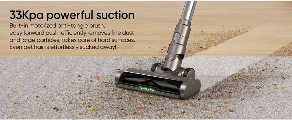 MOOSOO TD1-Mate Cordless Vacuum Cleaner  33kPa Suction  LED Display  45min Runtime  420W Brushless Motor  Green Light  for Hard