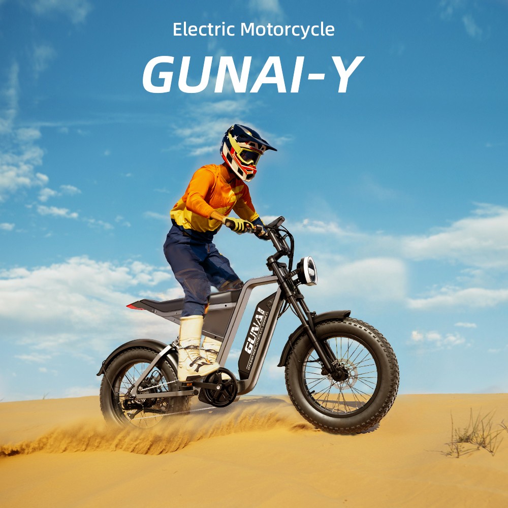 GUNAI-Y Electric Bike  1000W Motor  48V 18Ah Battery  20*4 0-inch Fat Tires  60km/h Max Speed  100km Range  Hydraulic Disc Brak