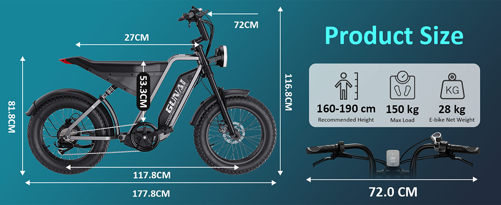 GUNAI-Y Electric Bike  1000W Motor  48V 18Ah Battery  20*4 0-inch Fat Tires  60km/h Max Speed  100km Range  Hydraulic Disc Brak