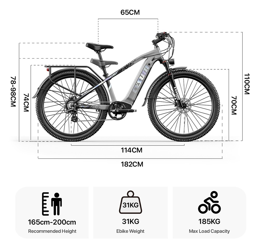 Cysum Speedy Electric Bike  500W Motor  48V 14AH Battery  27 5*2 2-inch Tire  40km/h Max Speed  65-90km Range  Hydraulic Disc B