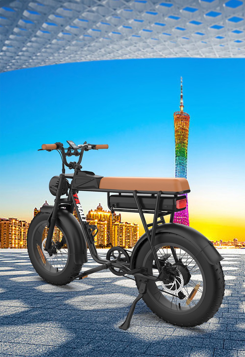 YAMALI FXH-006 Electric Bike  350W Motor  48V 18Ah Battery  20*4'' Fat Tires  40km/h Max Speed  50km Range  Shimano 7 Speed  Fr