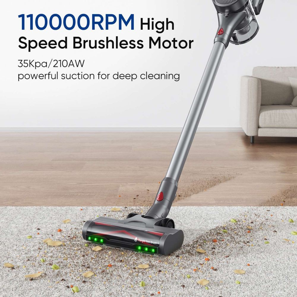 Maircle S3 Pro Cordless Vacuum Cleaner  with Store and Charge 2-in-1 Dock  70min Runtime  35kPa Power Suction  Green LED Headli