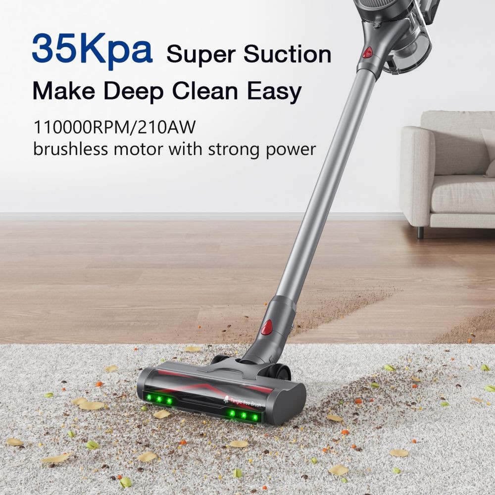 Maircle S3 Pro Cordless Vacuum Cleaner  with Store and Charge 2-in-1 Dock  70min Runtime  35kPa Power Suction  Green LED Headli