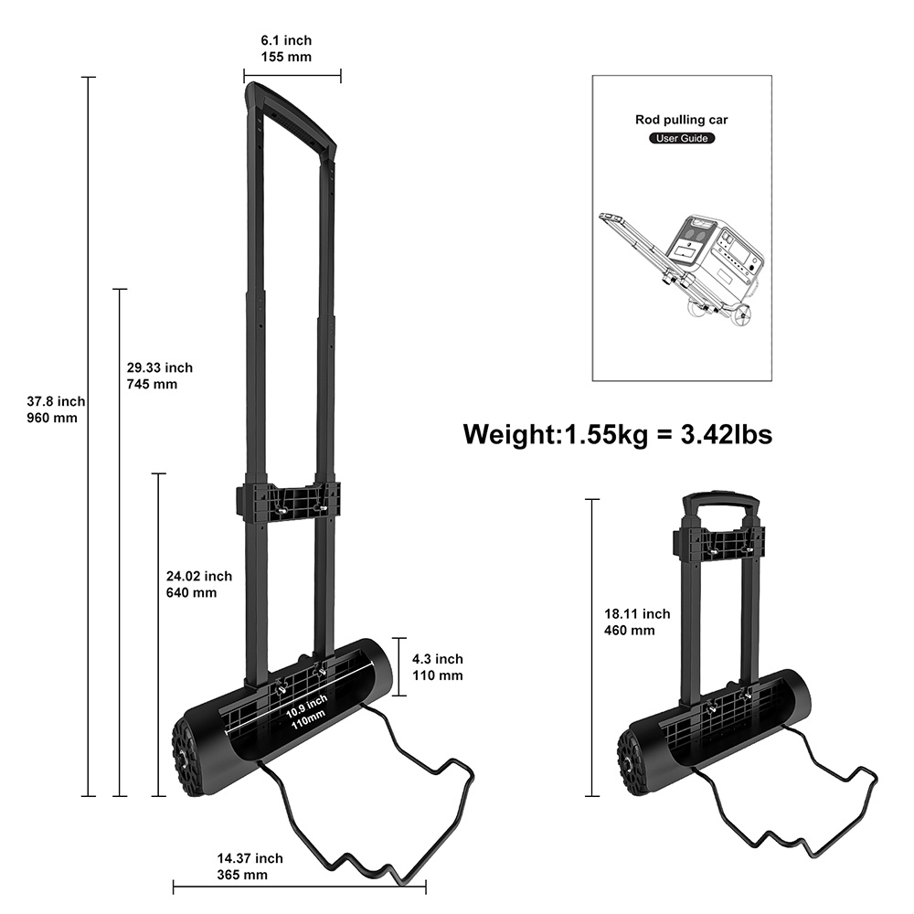 SolarPlay T01 Folding Trolley for Q2401/Q2402/Q2501/Q2502 Portable Power Station