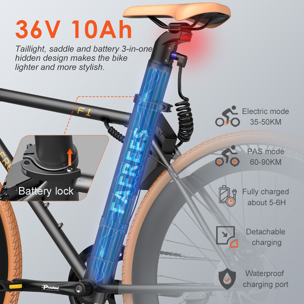 Fafrees F1 Electric Bike  250W Motor  36V 10AH Battery  CST 700C*38C Tires  25km/h Max Speed  90km Max Range  Dual Mechanical D