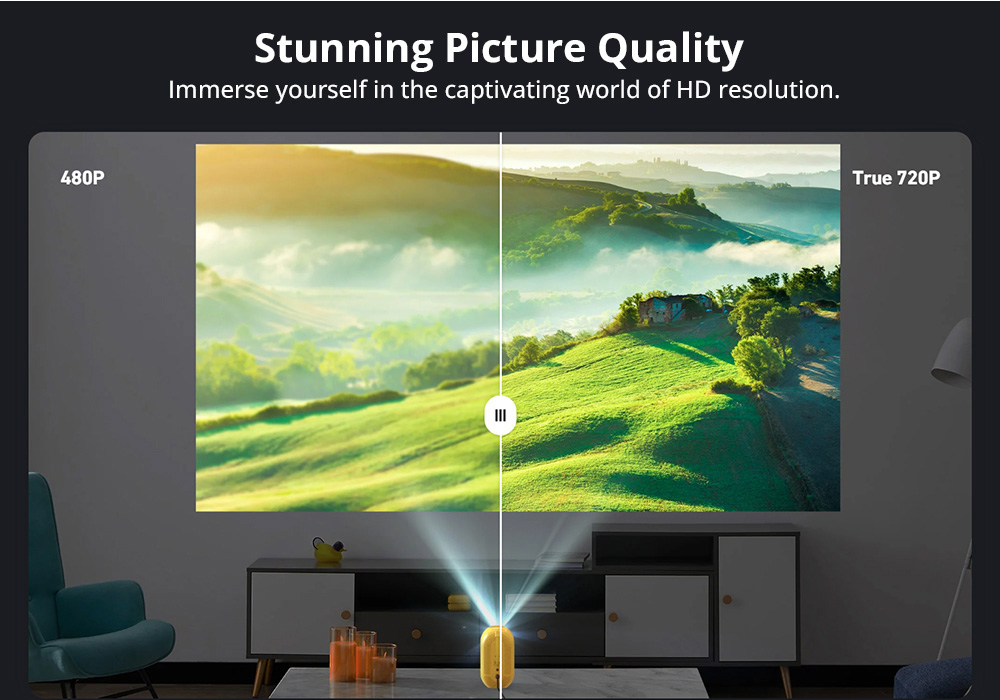 ETOE D1 Projector  150 ANSI  Android 9 0  720P Resolution  Keystone Correction - EU Plug