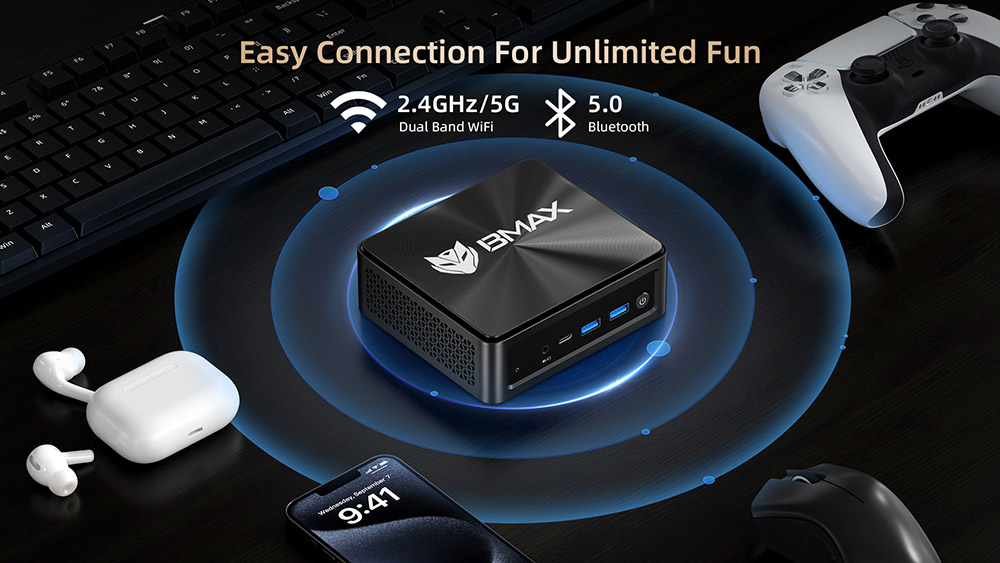 BMAX B5 A Pro Mini PC  AMD Ryzen 7 5825U 8 Cores Max 4 5GHz  16GB RAM 512GB SSD  DP HDMI Type-C 4K Triple Display  Support Dyna