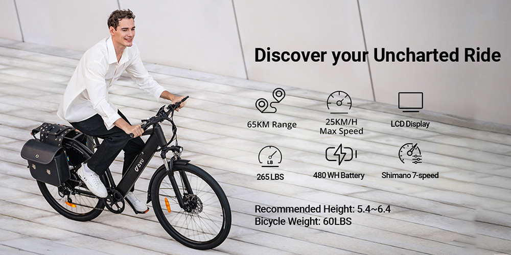 DYU C5 City Electric Bike  250W Motor  48V 10AH Battery  27 5 Inch Tire  25km/h Max Speed  65km Range  Dual Disc Brakes  Shiman