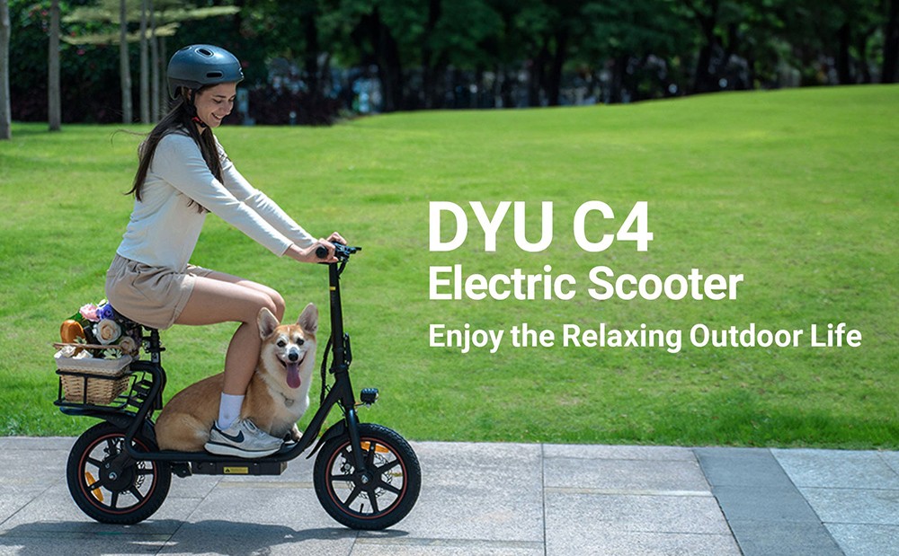 DYU C4 Folding Electric Scooter  250W Motor  36V 10AH Battery  14 Inch Tires  25km/h Max Speed  42km Range  Front 