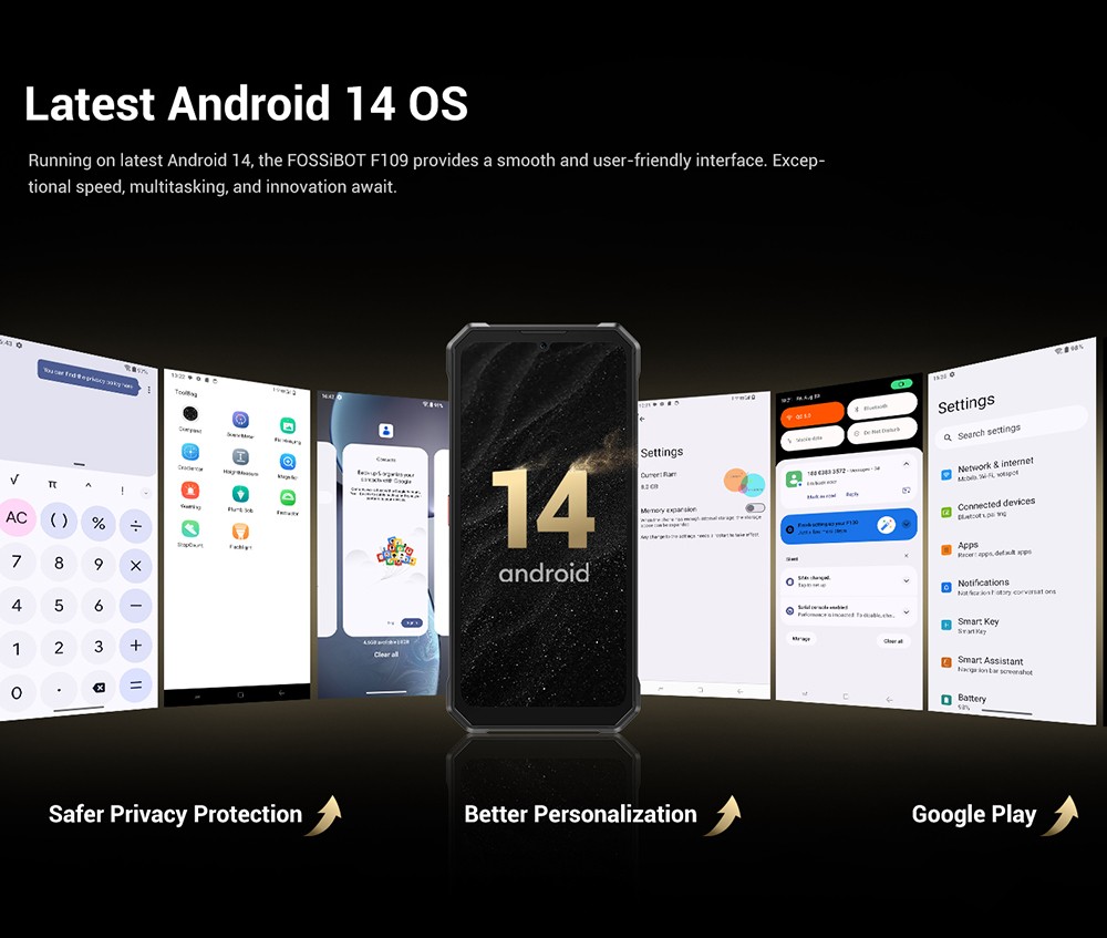 FOSSiBOT F109 5G Rugged Phone  with Dual Display  6 475inch Screen  8GB RAM 256GB ROM  50MP AI Camera  10600mAh Battery  Androi
