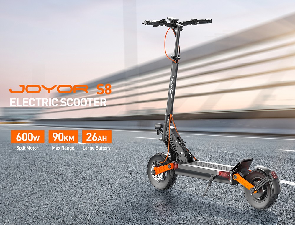 Joyor S8 Electric Scooter  600W Motor  48V 26AH Battery  10 Inch Tires  25km/h Max Speed  90km Range  Dual Mechanical Disc Brak