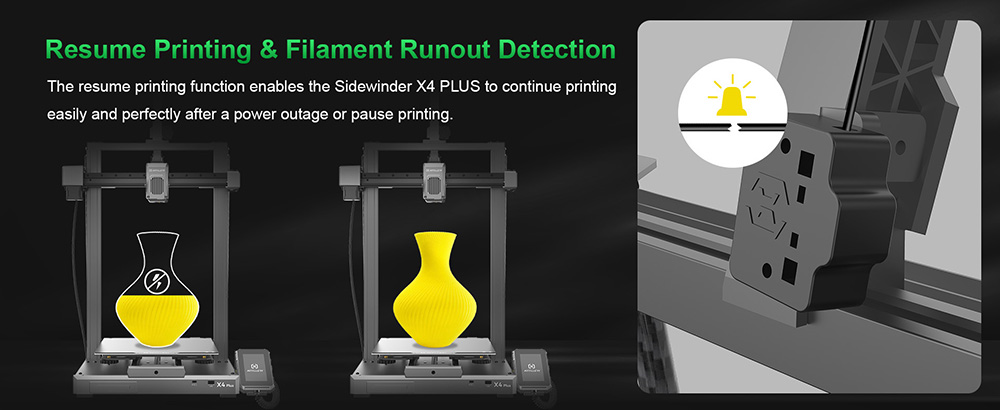 Artillery Sidewinder X4 Plus 3D Printer  500mm/s Print Speed  300*300*400mm Build Volume  XY-Metal Linear Guide Rail  Auto Leve