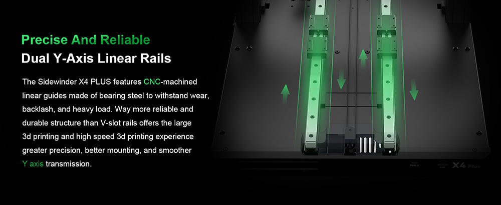 Artillery Sidewinder X4 Plus 3D Printer  500mm/s Print Speed  300*300*400mm Build Volume  XY-Metal Linear Guide Rail  Auto Leve