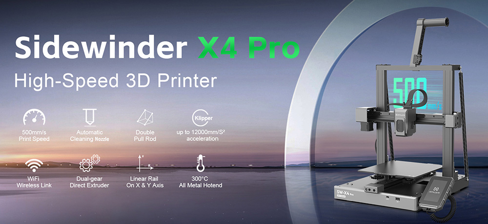 Artillery Sidewinder X4 Pro 3D Printer  240*240*260mm  500mm/s Printing Speed  X Y-axis Linear Rail  Direct Drive Extruder  81 