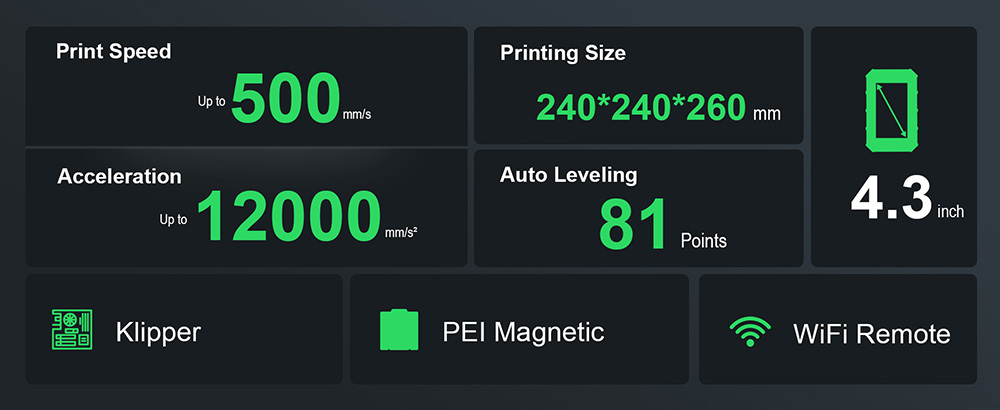 Artillery Sidewinder X4 Pro 3D Printer  240*240*260mm  500mm/s Printing Speed  X Y-axis Linear Rail  Direct Drive Extruder  81 