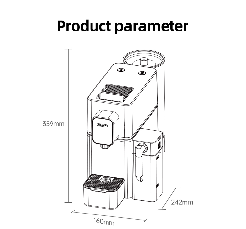 HiBREW H15 Nes Capsule Coffee Machine  20 Bar High-pressure Extraction  Removable Milk Tank  Adjustable Temperature 