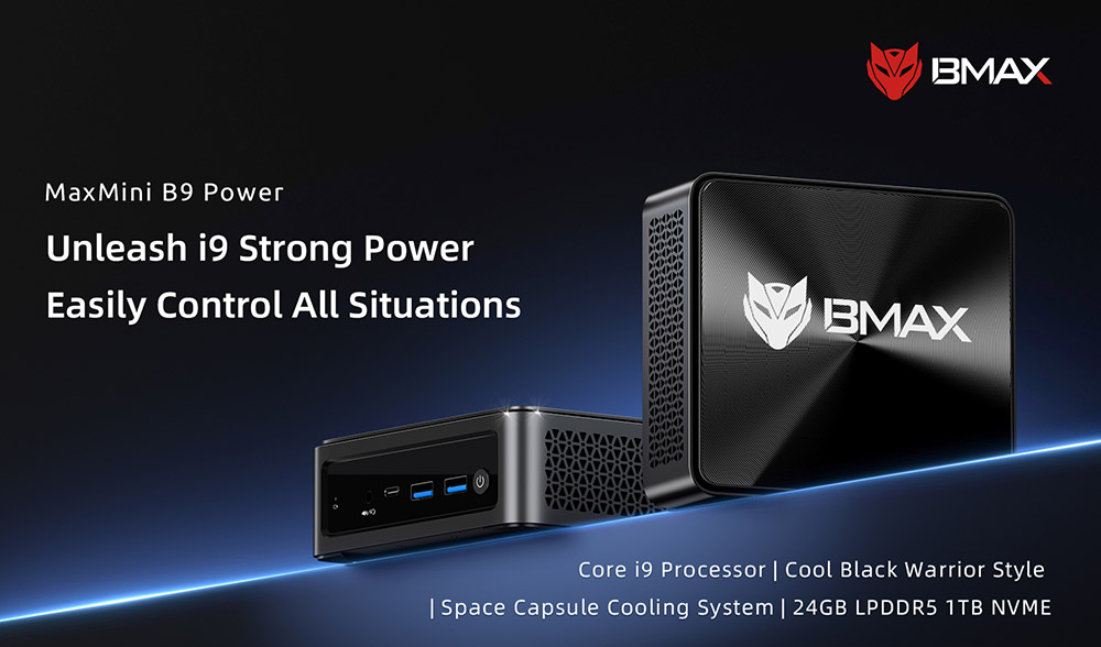 BMAX B9 Power Mini PC  Intel Core i9-12900H 14 Cores Max 5 0GHz  24GB LPDDR5 RAM 1TB SSD  DP HDMI Type-C 4K Triple Display  Sup