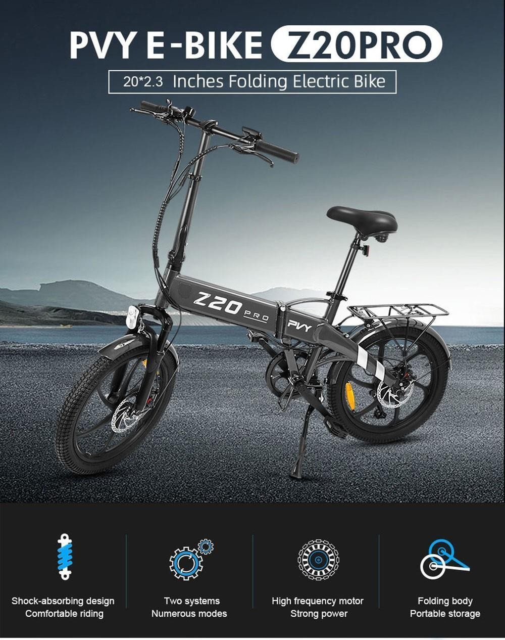 PVY Z20 Pro Electric Bike  250W Hub Motor  36V 10 4Ah Removable Battery  20 Inch Tire  25km/h Max Speed  80-100km Range  Mechan