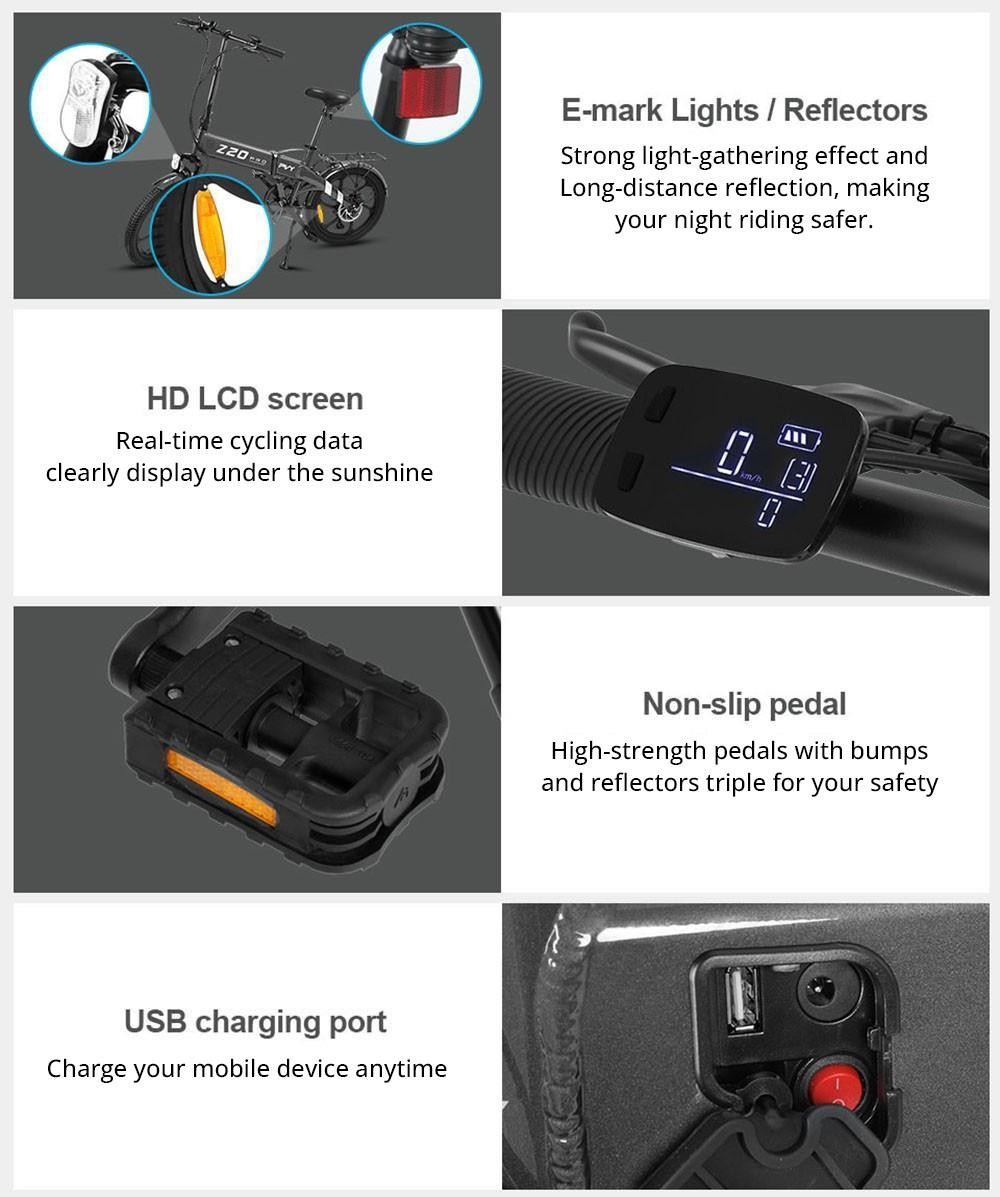 PVY Z20 Pro Electric Bike  250W Hub Motor  36V 10 4Ah Removable Battery  20 Inch Tire  25km/h Max Speed  80-100km Range  Mechan