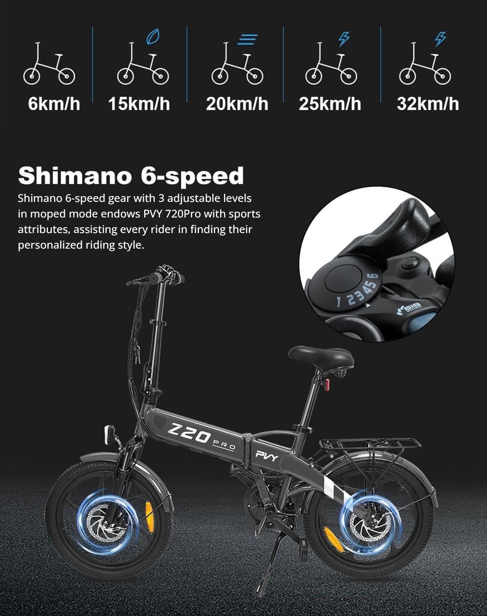 PVY Z20 Pro Electric Bike  250W Hub Motor  36V 10 4Ah Removable Battery  20 Inch Tire  25km/h Max Speed  80-100km Range  Mechan