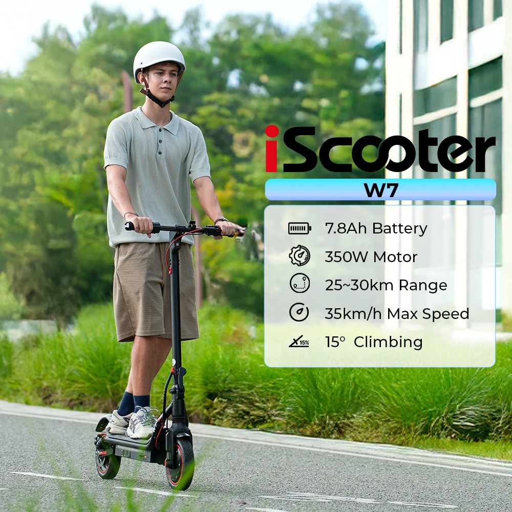 iScooter W7 Electric Scooter  350W Motor  42V 7 8AH Battery  8 5-inch Tire  35km/h Max Speed  30km Range  Disc Brake  Dual Shoc