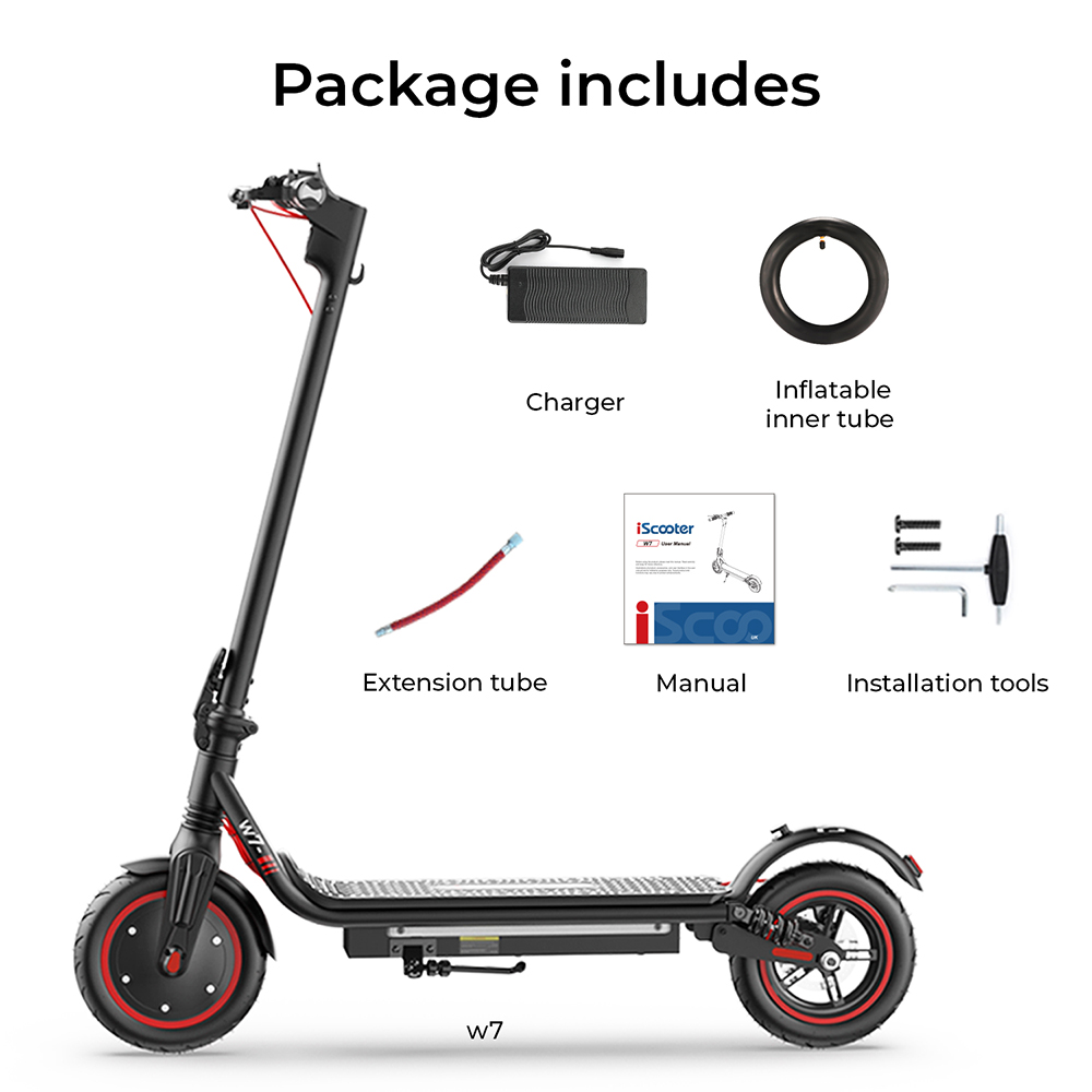 iScooter W7 Electric Scooter  350W Motor  42V 7 8AH Battery  8 5-inch Tire  35km/h Max Speed  30km Range  Disc Brake  Dual Shoc