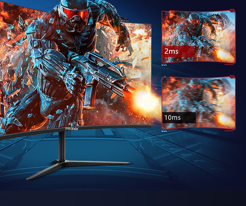 FYHXele FY27FMC-B 27-inch 2800R Curved Gaming Monitor  1920*1080 FHD 16:9 VA Screen  75Hz Refresh Rate  2ms Response Time  99% 