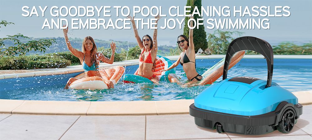 WYBOT WY1102 Cordless Pool Robot Vacuum  Dual Motor  Max 50min Runtime  Up to 525sq ft  for Flat-bottom Pools  Blue