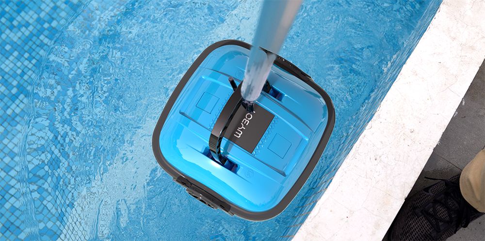 WYBOT WY1102 Cordless Pool Robot Vacuum  Dual Motor  Max 50min Runtime  Up to 525sq ft  for Flat-bottom Pools  Blue