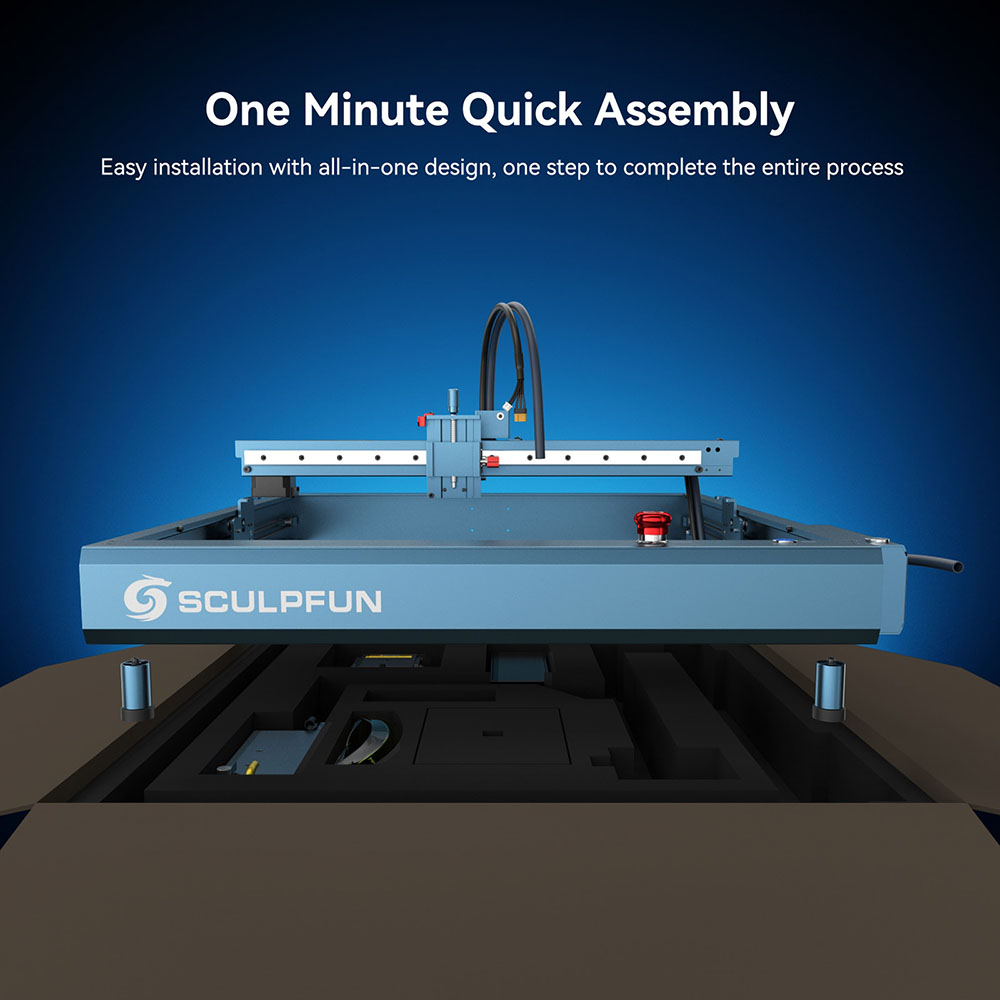 SCULPFUN SF-A9 Laser Engraver Cutter  40W/20W Switchable Laser Power  Auto Air Assist  36000mm/min Engraving Speed