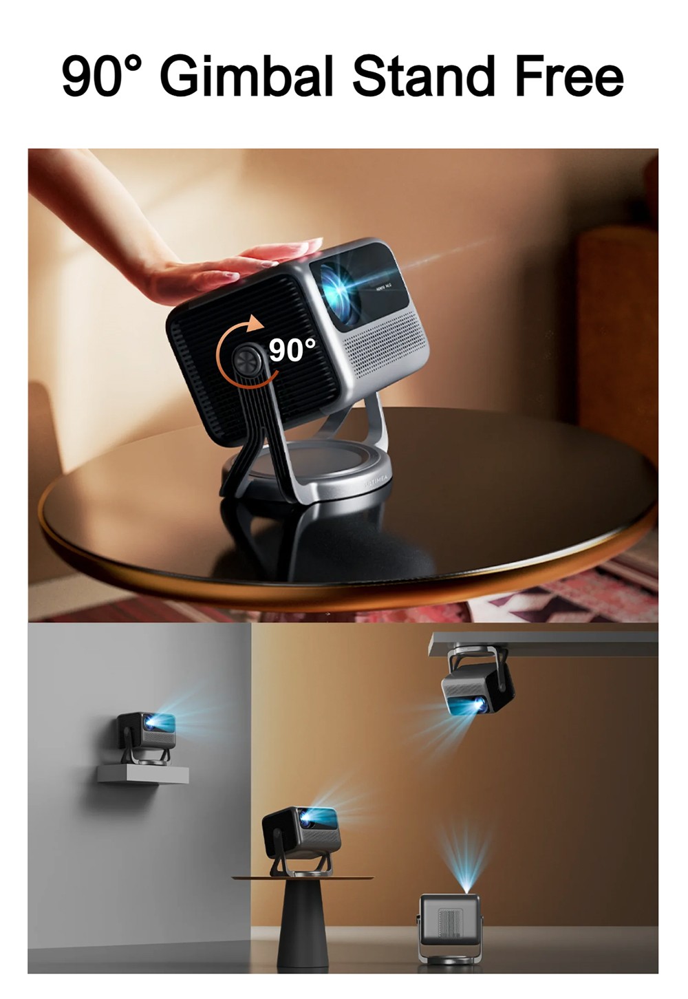 ULTIMEA Nova C40 Projector with Gimbal Stand  600 ANSI  4K Decoding  Native 1080P  Bluetooth 5 3  Android TV 11 0  Dolby Audio 