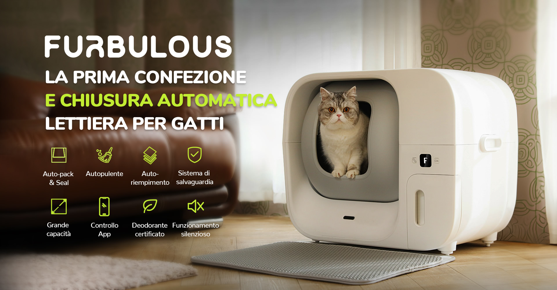 Lettiera per gatti intelligente automatica Autopulente Controllo